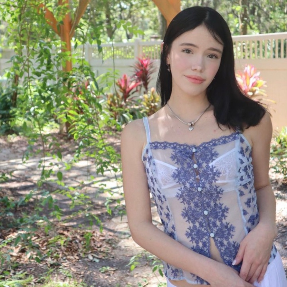 Blue rose Victoria secret mesh cami button up